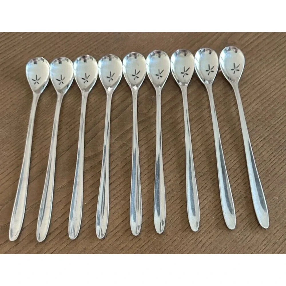 Set of 9 WMF Cromargan Germany Stainless Laurel‎ Iced Tea Spoons 8 1/2''